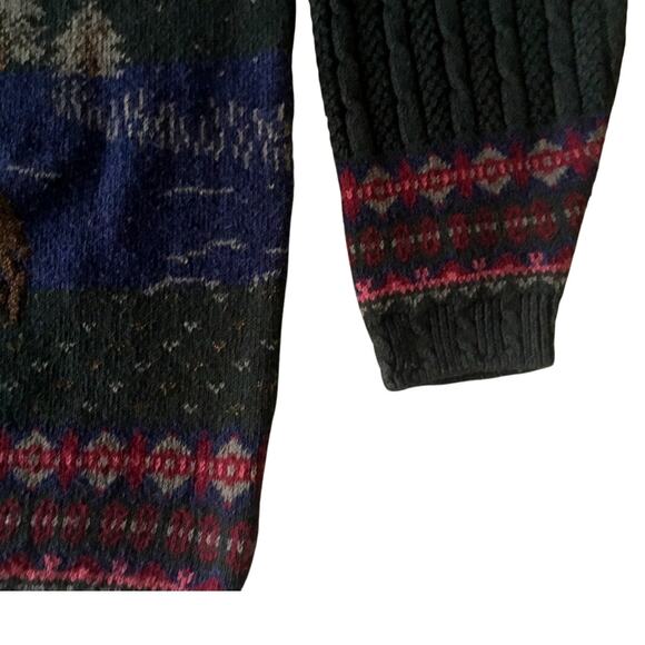 Northern Treasures Forest Green Cardigan Mountain Moose Vtg - Picture 9 of 10